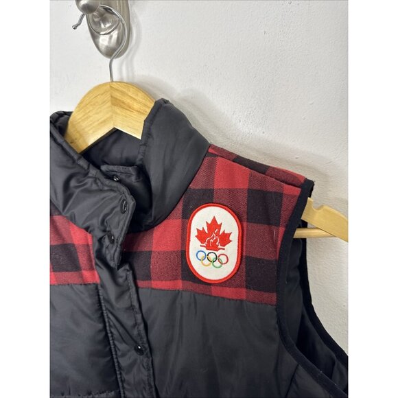 Hudson’s Bay Woman XS Olympic Canada Buffalo Plaid Vest Black - Picture 4 of 7